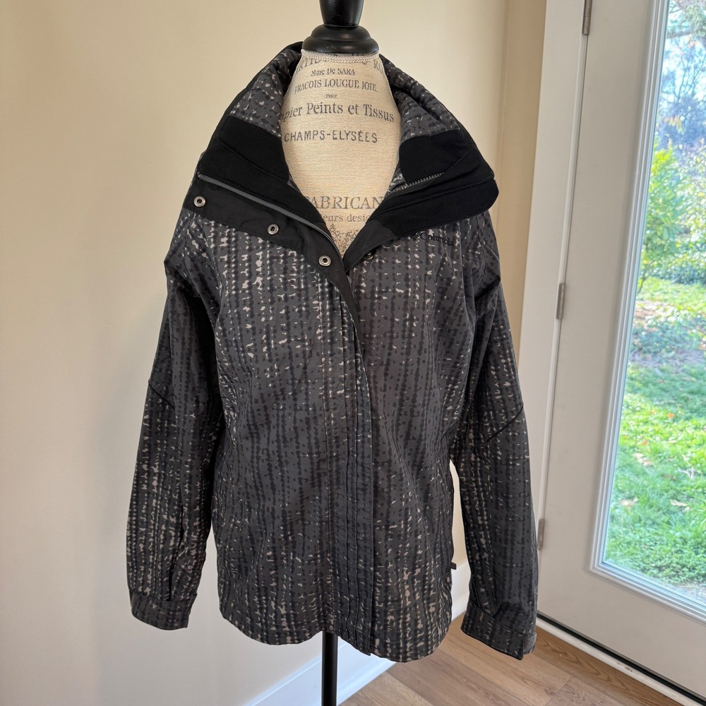 Columbia Women's Interchange Full Zip Ski Coat Gray/Black Pattern Size‎ XL